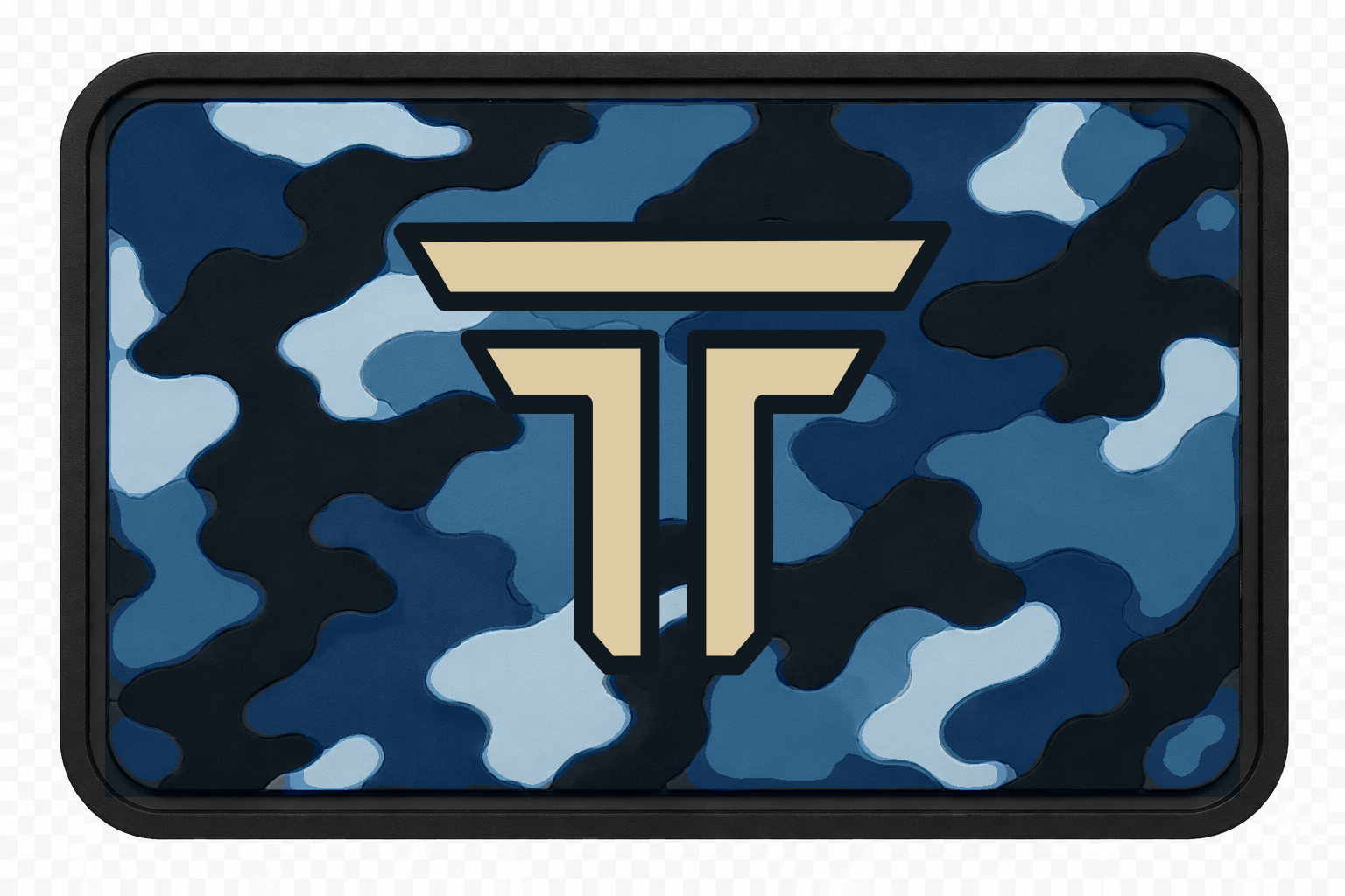 Camo Arctic Blue patch, blue blob camo with the TRPHY mark