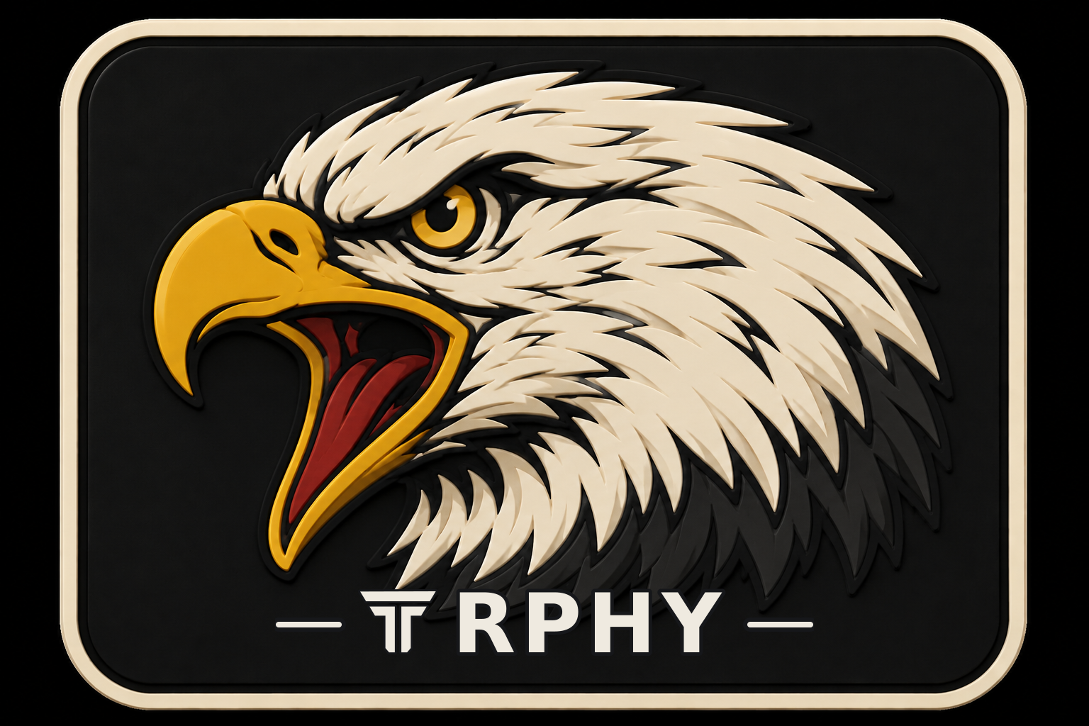 Bald Eagle patch, eagle head calling on black