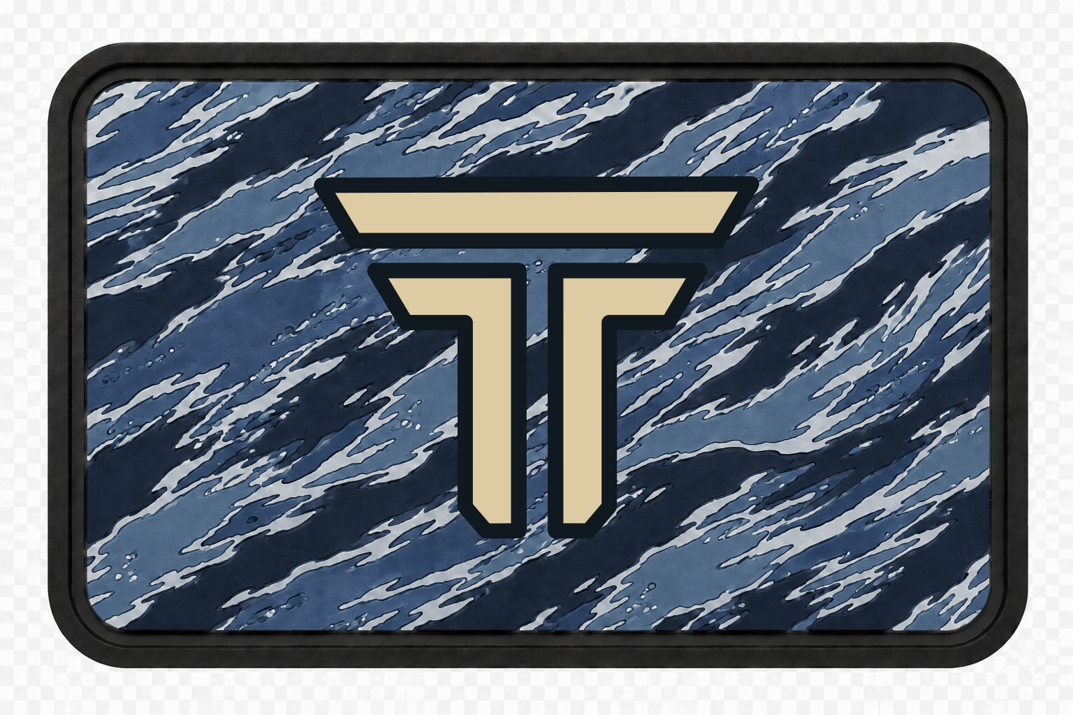Tiger Stripe Navy Arctic patch, navy and white tiger stripe camo with the TRPHY mark