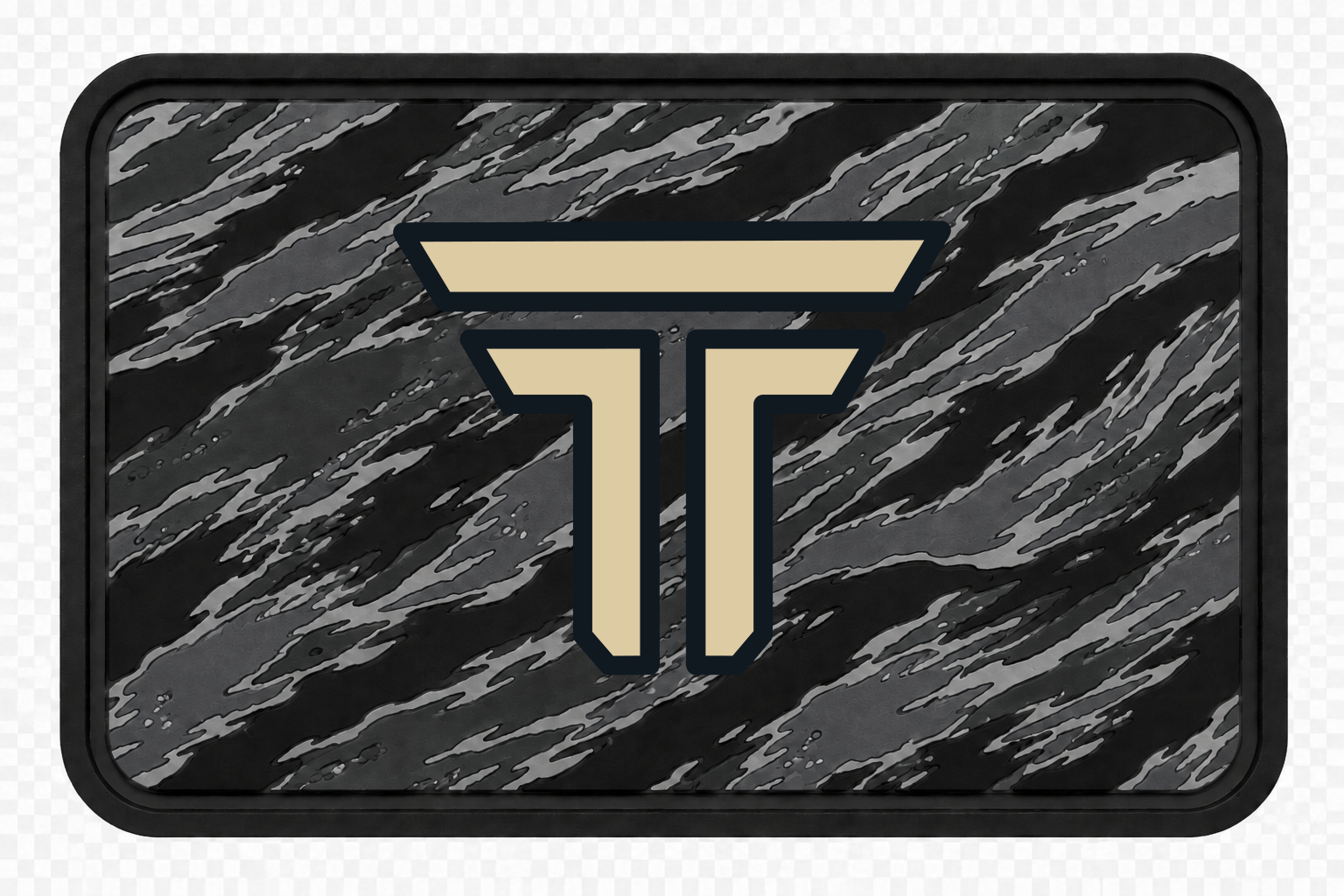 Tiger Stripe Urban Night patch, grey and black tiger stripe camo with the TRPHY mark