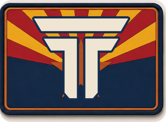 Arizona T patch, Arizona flag sunburst behind the TRPHY mark