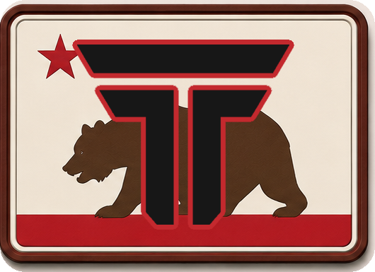 California T patch, California bear flag behind the TRPHY mark