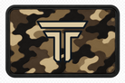 Camo Desert Dune patch, brown and tan blob camo with the TRPHY mark
