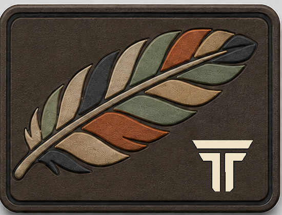 Feather High Desert patch, sage rust and sand feather on brown
