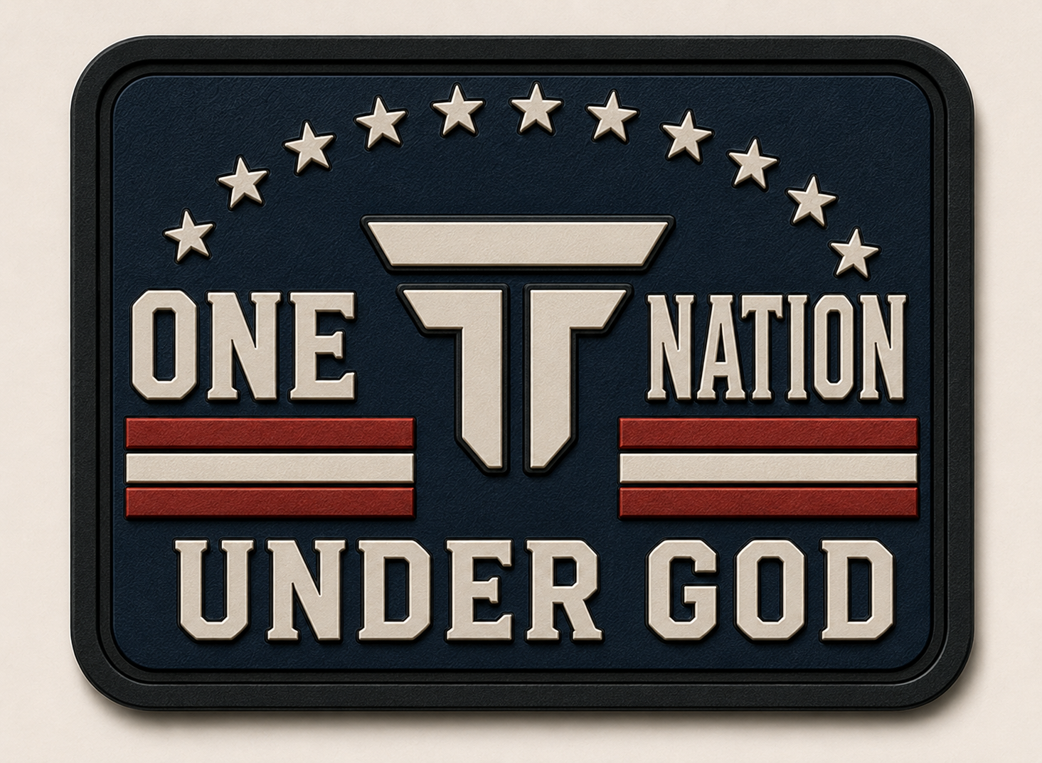 One Nation Under God patch, arc of stars over navy with red stripes