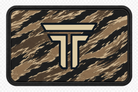 Tiger Stripe Desert patch, tan and brown tiger stripe camo with the TRPHY mark