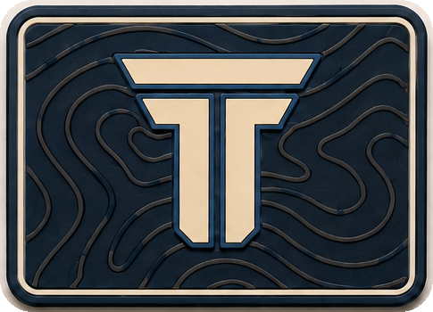 Topographic T patch, contour map lines behind the TRPHY mark on navy