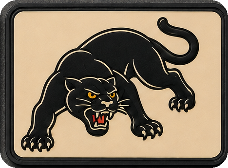 Traditional Panther patch, tattoo flash black panther prowling on cream