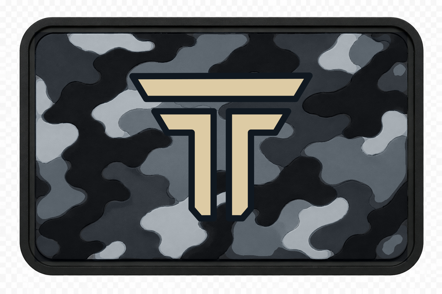 Camo Urban Night patch, grey and black blob camo with the TRPHY mark