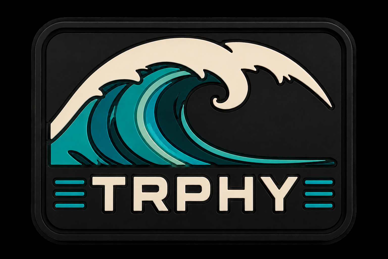 Wave patch, breaking teal wave with a bone crest and the TRPHY wordmark